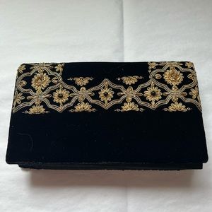 Black Velvet Beaded Evening Bag